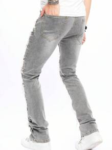 Manfinity Roghcode Men Ripped Frayed Skinny Jeans - Grey - View 2