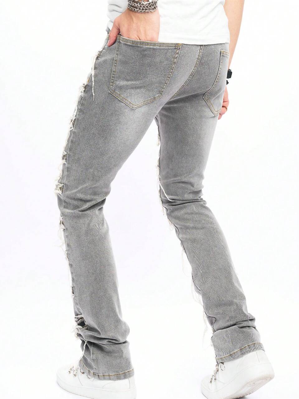 Men Ripped Frayed Skinny Jeans