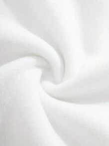 SHEIN EZwear Hơn Đồ họa Hình & Chữ cái Cổ giả Áo nỉ - trắng - Xem 5