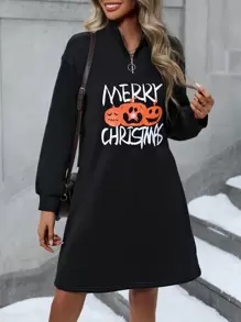 Chiquease 万圣节南瓜和字母印花女式运动衫