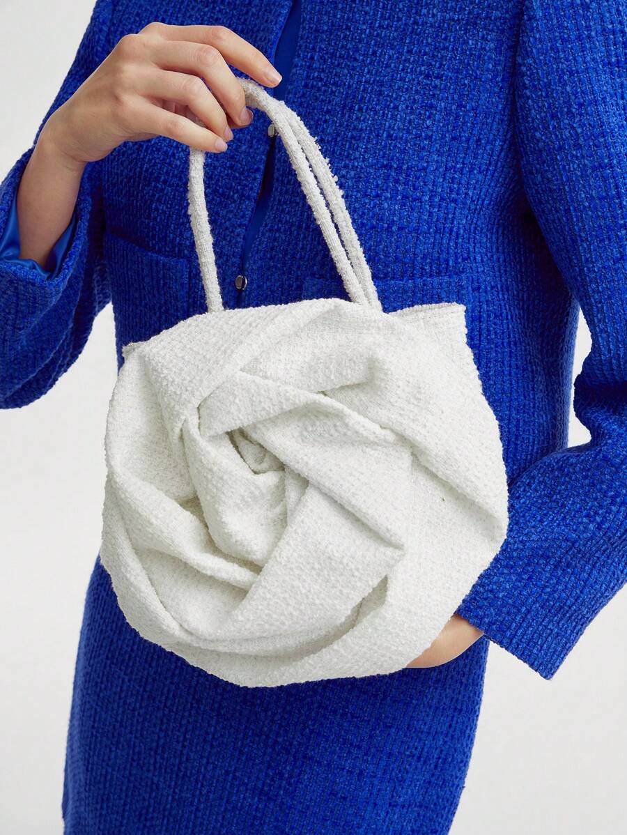 MOTF PREMIUM 褶飾玫瑰花包 - 白色 - 查看 1