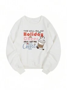 Sudaderas de Mujer Dibujos animados Frase Casual - Blanco - Ver 1