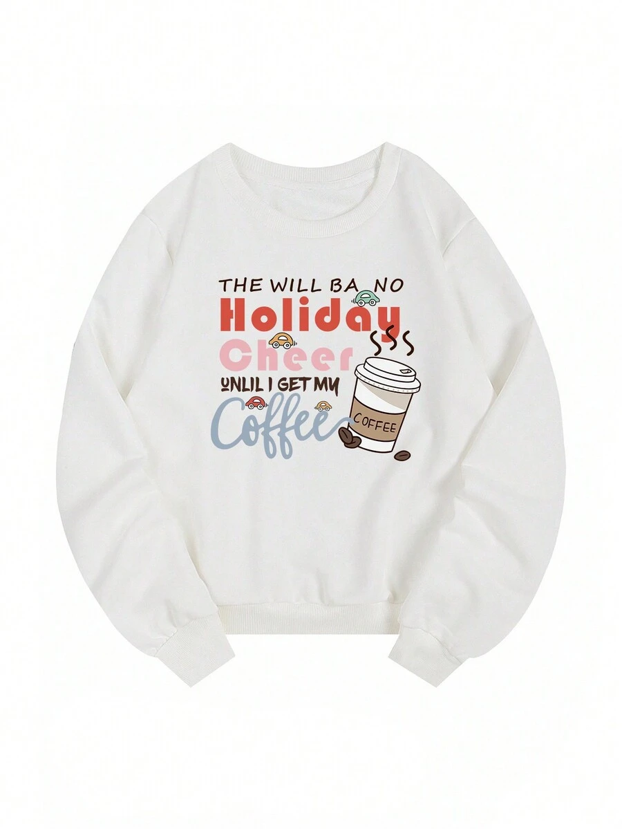 Sudaderas de Mujer Dibujos animados Frase Casual - Blanco - Ver 1