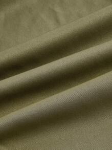 SHEIN EZwear Solid Ruched Side Split Thigh Skirt - Army Green - View 4