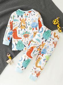 Tween Boy Cartoon Graphic Tee & Pants PJ Set - Blue - View 2