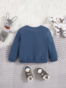 SHEIN Đứa bé trai Thêu Hoạt hình Áo nỉ - Nhiều màu - Xem 10