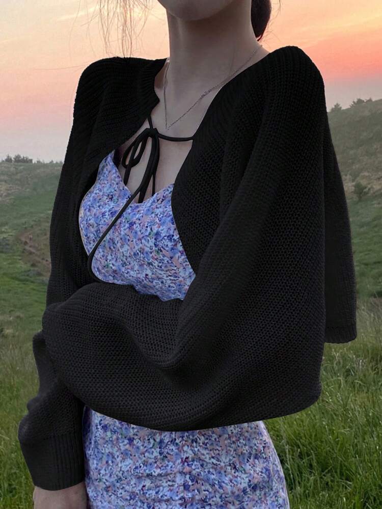 Ladies' Solid Color Belted Cardigan,Long Sleeve Tops