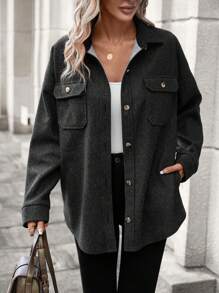 SHEIN LUNE Túi có nắp Thả vai áo - Xám - Xem 1