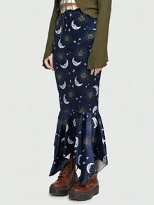 ROMWE Hippie Hình in mặt trời & mặt trăng Váy nàng tiên cá - Nhiều màu - Xem 4