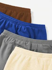 Flirla Talla grande 4 piezas Pantalones deportivos unicolor de cintura elástica - Multicolor - Ver 4