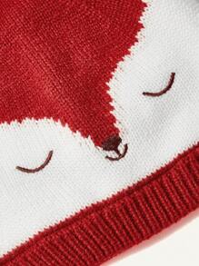 SHEIN Baby Hat And Gloves Set - Burgundy - View 6