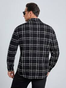 Manfinity VCAY Shacket À Carreaux À Impressions Pour Hommes, Grande Taille, Coupe Ample, Avec Poches À Rabat