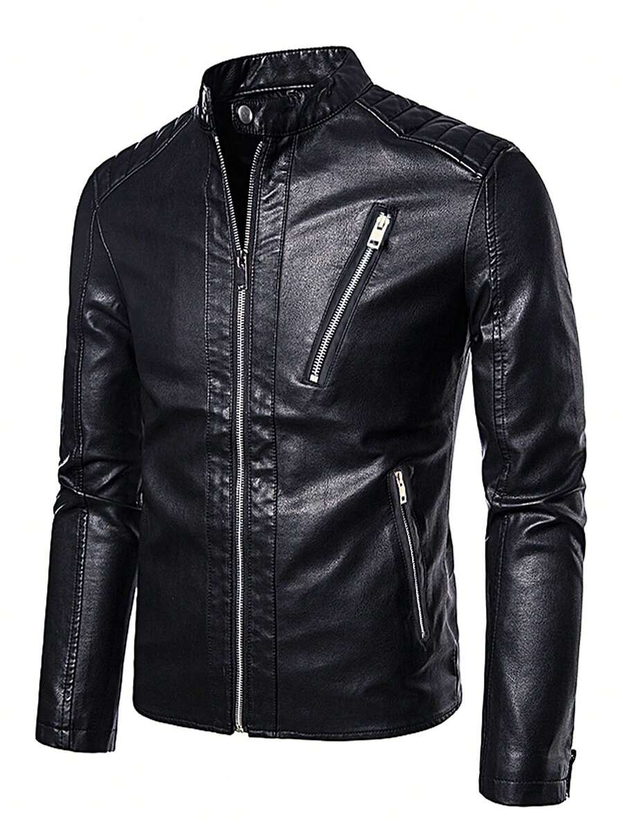 Manfinity LEGND Men Halloween Zip PU Leather Jacket - Black - View 1