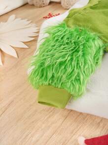 Bebezinha Bordado De Coração Contraste Difuso Manga Bodysuit