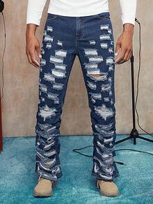 Manfinity LEGND Jeans Ajustados Rotos Y Deshilachados Para Hombre