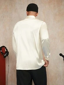 Manfinity AFTRDRK Men Solid Button Front Shirt - Gold - View 2