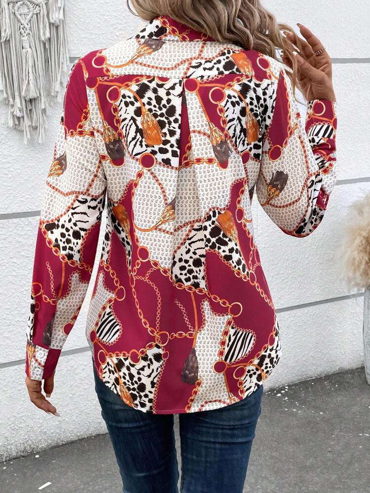 Chain Print Flap Pocket Shirt