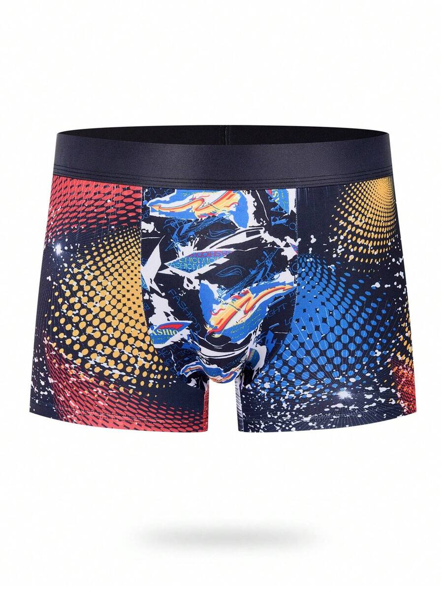 Funny Cute Multicolor Animal Print Knitted Fabric Men Trunks With Medium Stretch - Multicolor - View 1