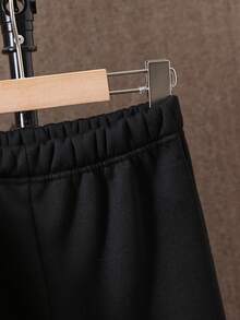 SHEIN Tween Boy Letter Patched Detail Hoodie & Sweatpants - Green - View 5