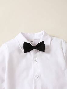 2 件套年轻男孩绅士西装，纯色西装外套和短裤，配领结，时尚，适合生日派对、活动、婚礼、洗礼、 1 岁生日 - 墨綠色 - 查看 3