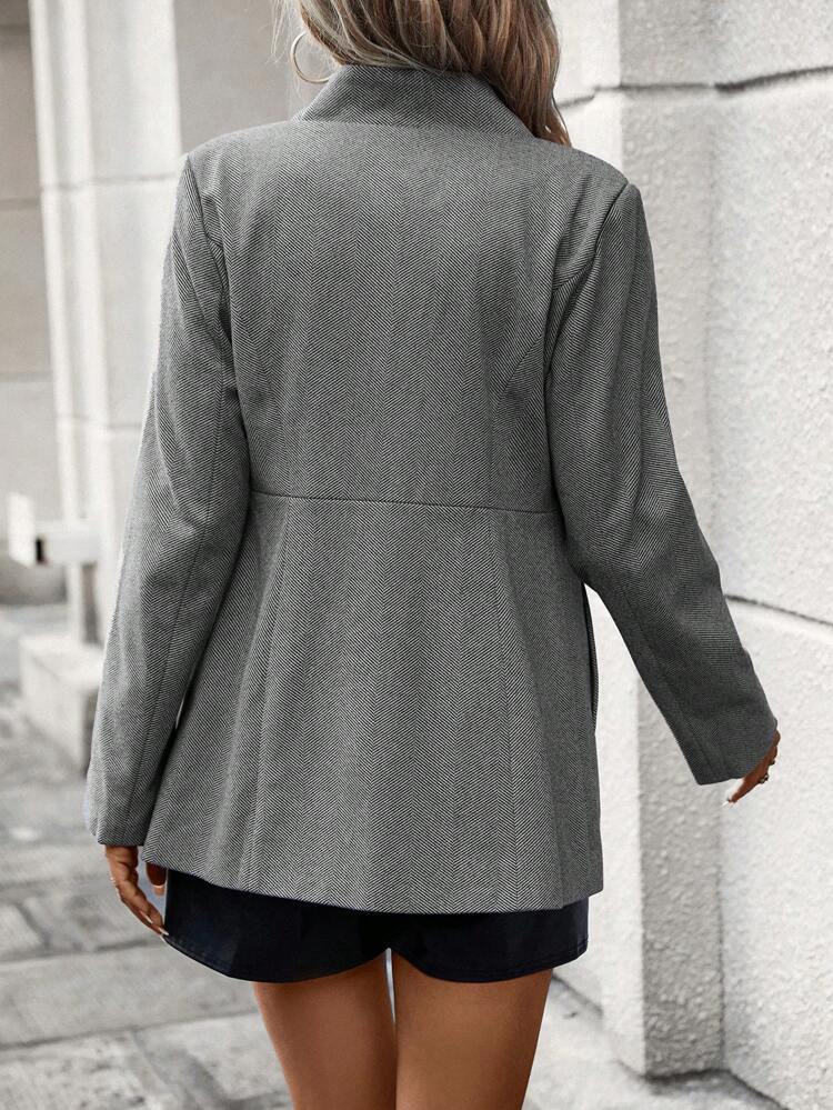 Herringbone Open Front Overcoat