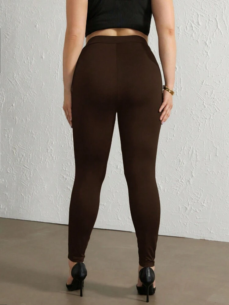 Plus Size Women's Mesh Cutout Spliced Sheer Leggings