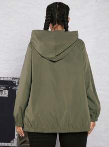 SHEIN CURVE+ Chaqueta con capucha con media cremallera y gráfico de talla grande