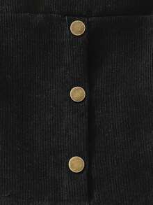 女嬰球球邊插肩袖運動衫&紐扣細節燈芯絨半身裙 - 彩色 - 查看 6