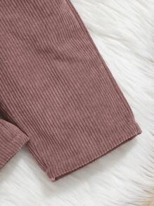 SHEIN Leap Crew Baby Girl Ruffle Trim Overall Jumpsuit Without Sweater - Dusty Pink - View 5