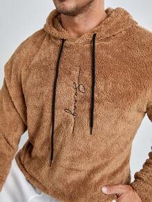 GENTILAND Nam Plus Thêu Chữ Dây rút Flannel Hoodie - màu nâu - Xem 6