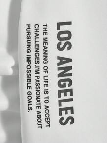 Manfinity BRENVOR Men Slogan Graphic Hoodie, For Fall, Winter, Long Sleeve Top - White - View 3