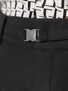 Seusyu Flap Pocket Side Cargo Pants - Black - View 6