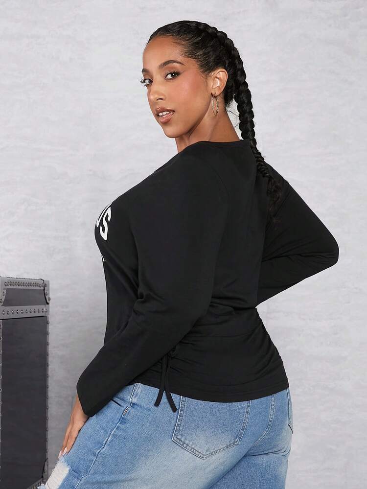 T-shirt Ample Avec Cordon De Serrage Latéral Et Graphique À Lettre