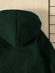 SHEIN 男小童雙口袋毛絨內襯連帽花呢外套