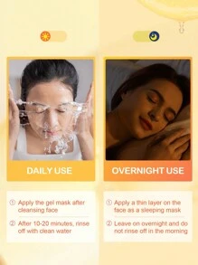 SlowSunday Vitamin C Sleeping Mask, Jelly Mask, Refreshing, Non-Sticky Texture, With VC Derivative & 3% Niacinamide & Hyaluronic Acid, Antioxidant, Improves Dullness, Brightens The Complexion, Perfect For Makeup Primer, For Fall & Winter, Smooth Fine Line, Pore Minimizing, Smooth & Blur Primer, Suitable As A Makeup Base For Smoother Application, For Christmas & Halloweens, Party & Gifts