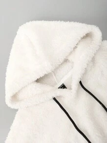 Manfinity Hypemode Men's Loose Fit Bear Embroidery Drawstring Hooded Sweatshirt