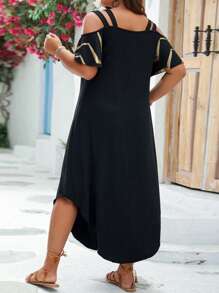 SHEIN LUNE Đầm Plus Size Cắt ra Hình học Giải trí - màu đen - Xem 2