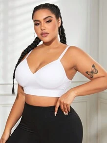 Plus Solid Crop Cami Top - White - View 6