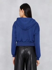 JUSTICE LEAGUE X SHEIN Letter Graphic Drop Shoulder Drawstring Hoodie