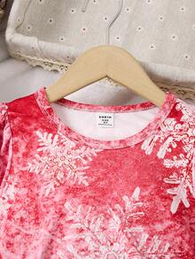 SHEIN Cô Gái Trẻ In Giáng sinh Váy áo thun - Nhiều màu - Xem 5