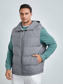 GENTILAND Lỏng lẻo phù hợp Nam Kích thước lớn áo có mũ Cá nóc Khóa kéo-lên Áo vest - Xám - Xem 6