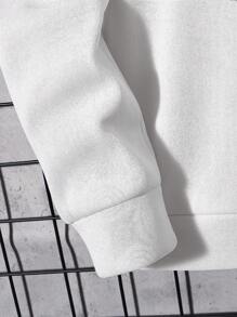 Manfinity RebelGame Nam Thư dập nổi Thả vai Hoodie - trắng - Xem 4