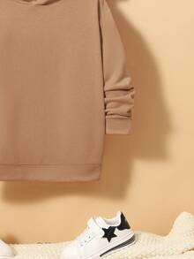 SHEIN Sudadera holgada y cómoda con estampado de conejo para niño preadolescente - Camel - Ver 3