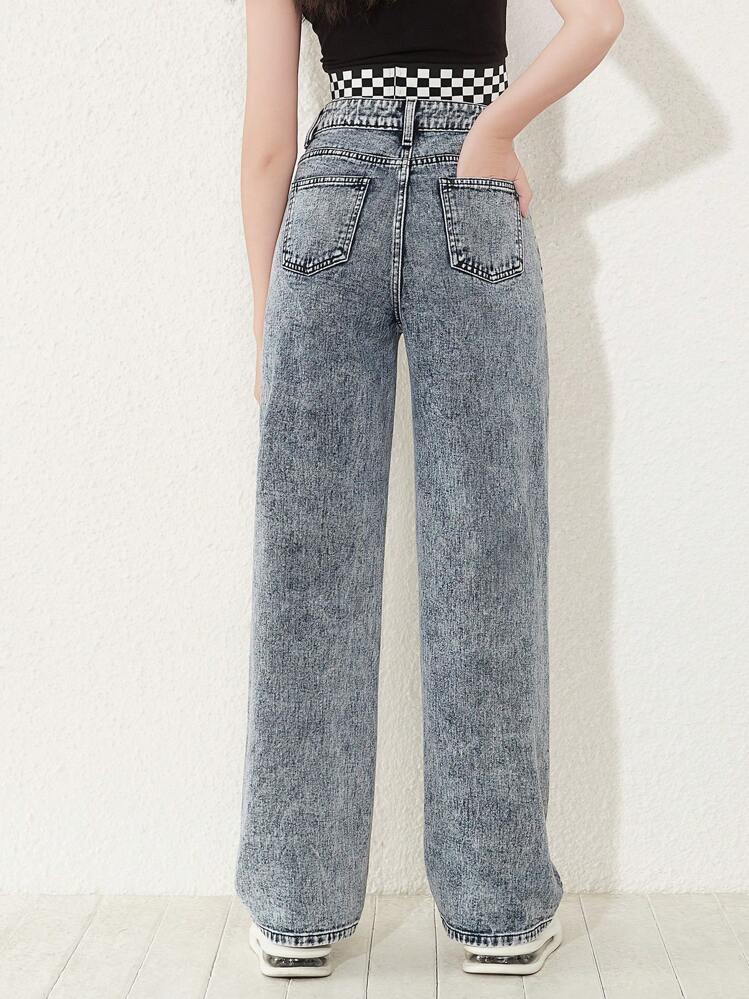 SHEIN Thiếu niên cô gái Túi nghiêng Quần legging thẳng - Màu xám đen - Xem 2
