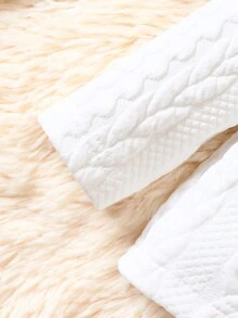 Baby Boy Bear Patched Cable Knit Tee - White - View 5