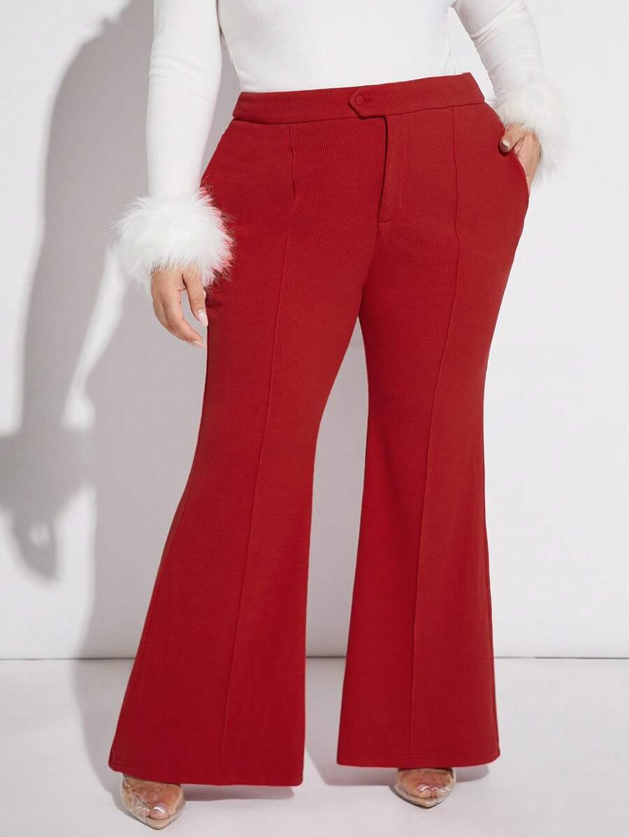 SHEIN SXY Plus Split Hem Flare Leg Suit Pants Party Outfit New Years Eve Outfit Sexy Outfit Christmas In Fall/Winter
