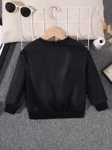 SHEIN Young Boy Tiger Print Sweatshirt - Black - View 2