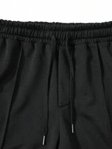 Manfinity Homme Men Drawstring Waist Slant Pocket Sweatpants - Black - View 3