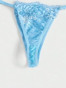 Floral Lace Underwire Lingerie Set - Baby Blue - View 6