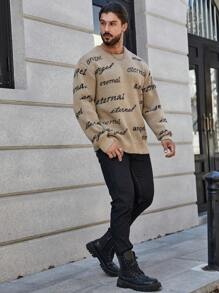 Manfinity Homme Nam Plus Mẫu chữ Thả vai Áo len Không có áo sơ mi - Nhiều màu - Xem 6